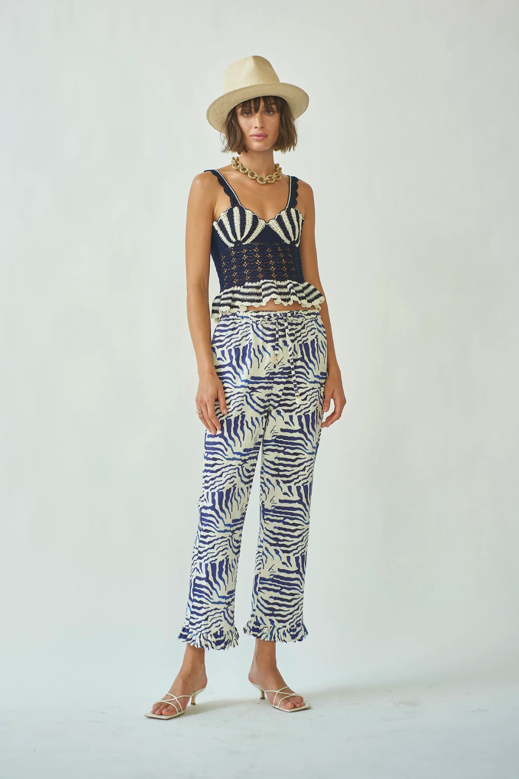 Shell Crochet Navy Top