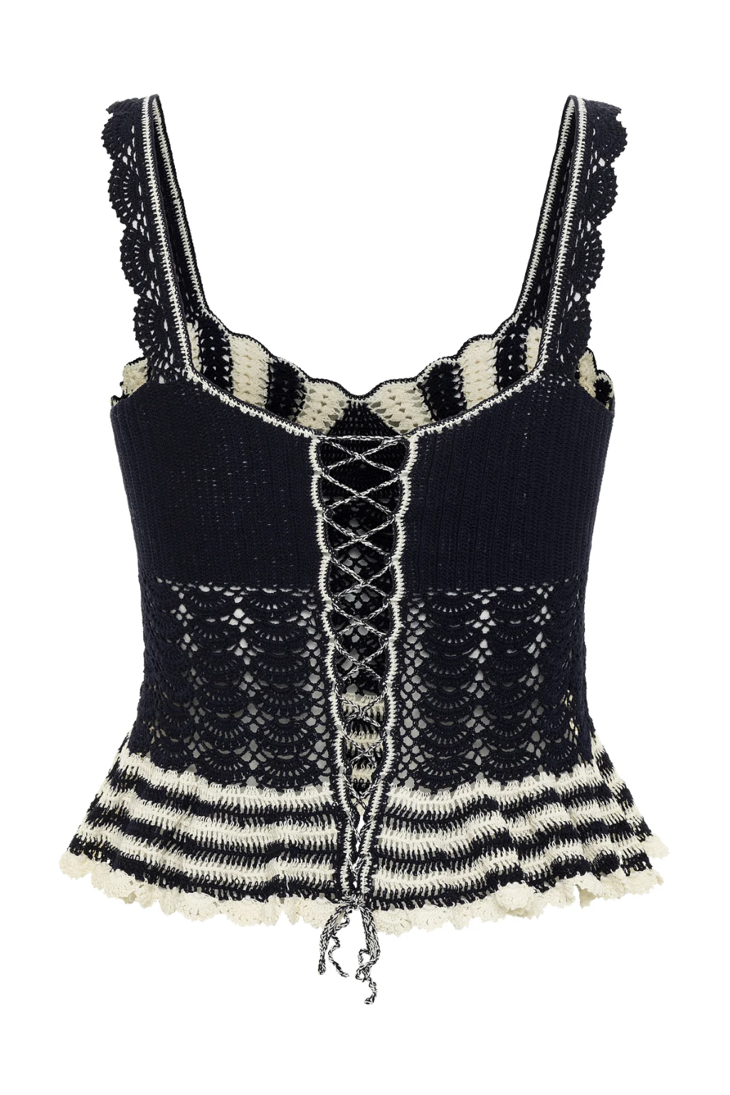 Shell Crochet Navy Top