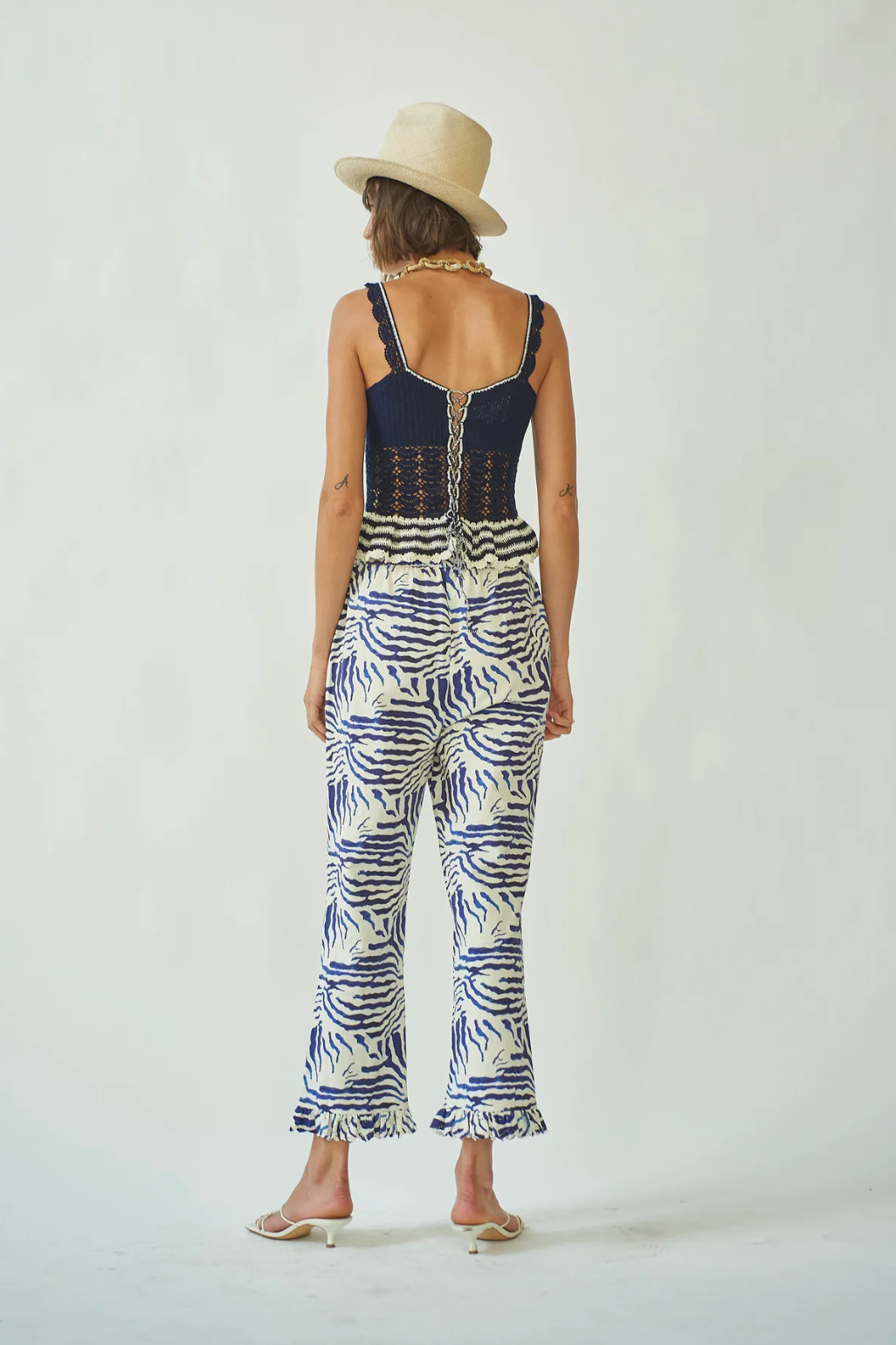 Shell Crochet Navy Top