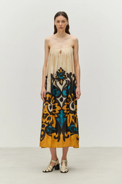 Warmth Blue Camel Dress