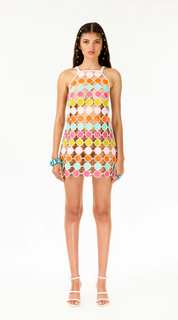 Mochi Rainbow Leather Mini Dress