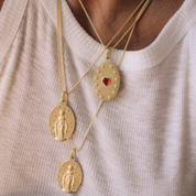 Virgen Green Corazon Necklace