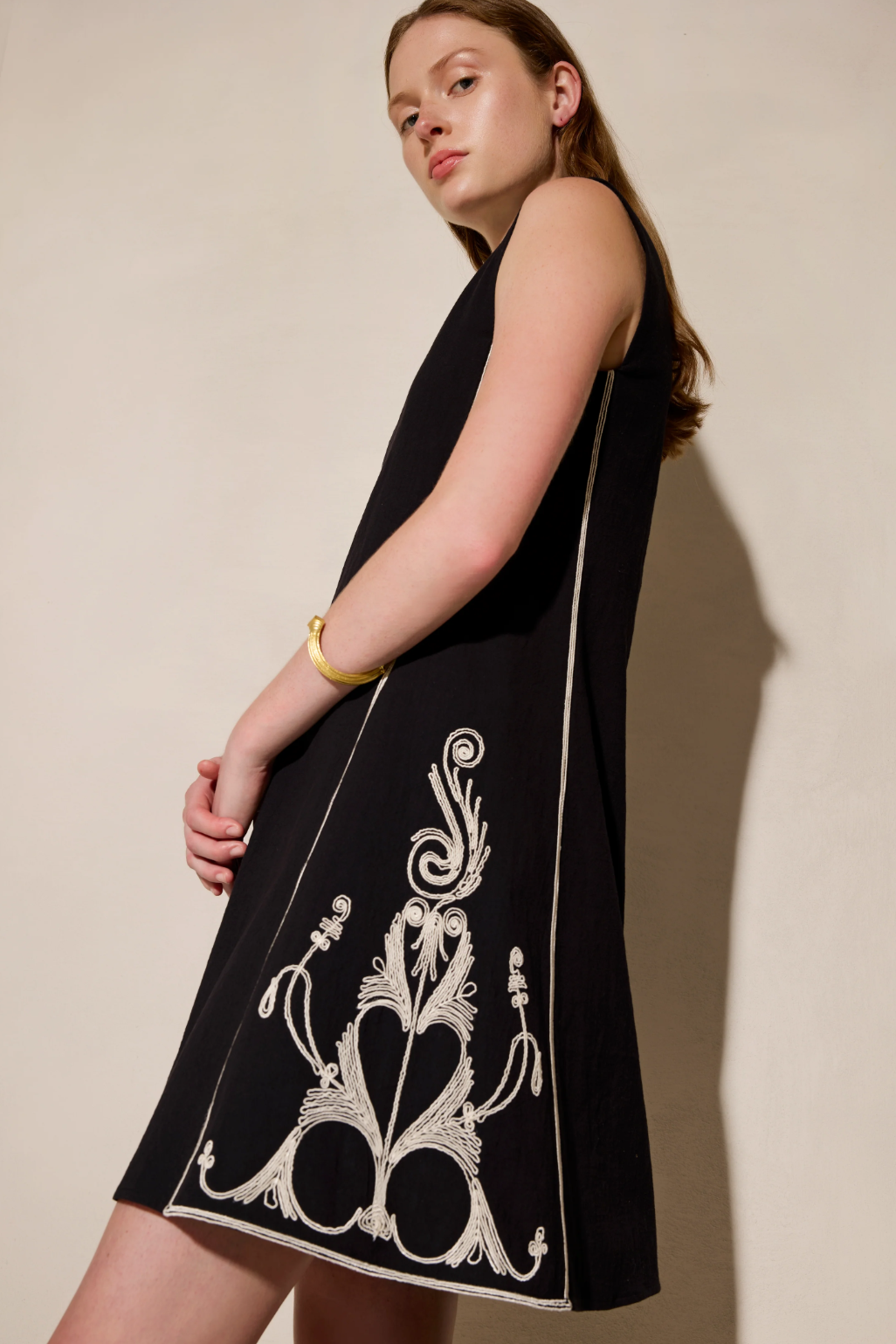 Areti Black Off White Midi Dress