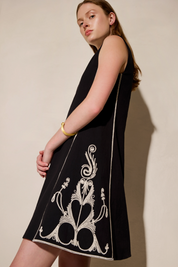 Areti Black Off White Midi Dress