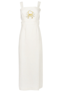 Crab Embroidered Backless Dress