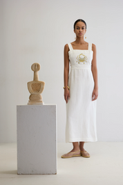 Crab Embroidered Backless Dress