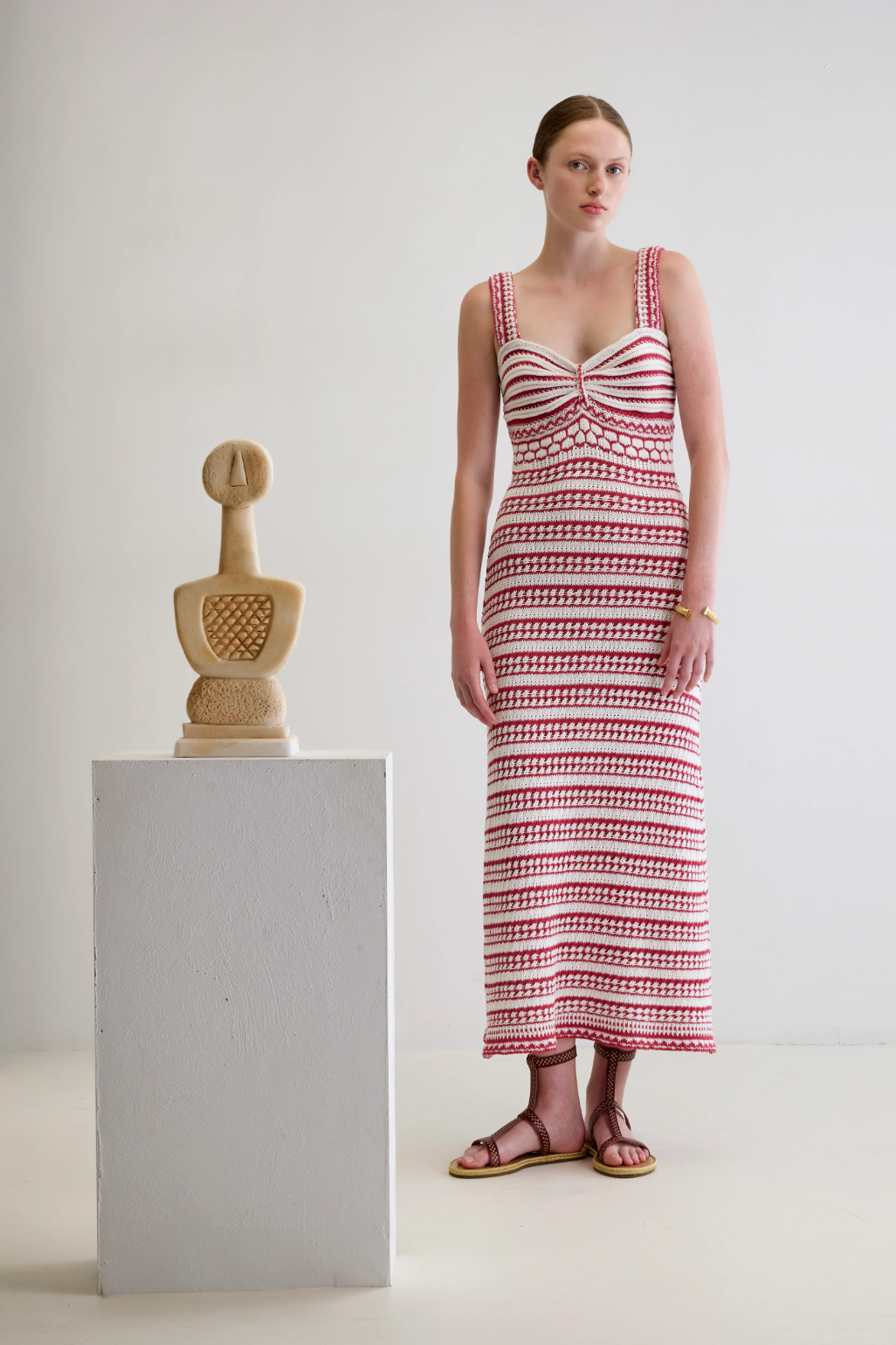 Maris Red Crochet Long Dress