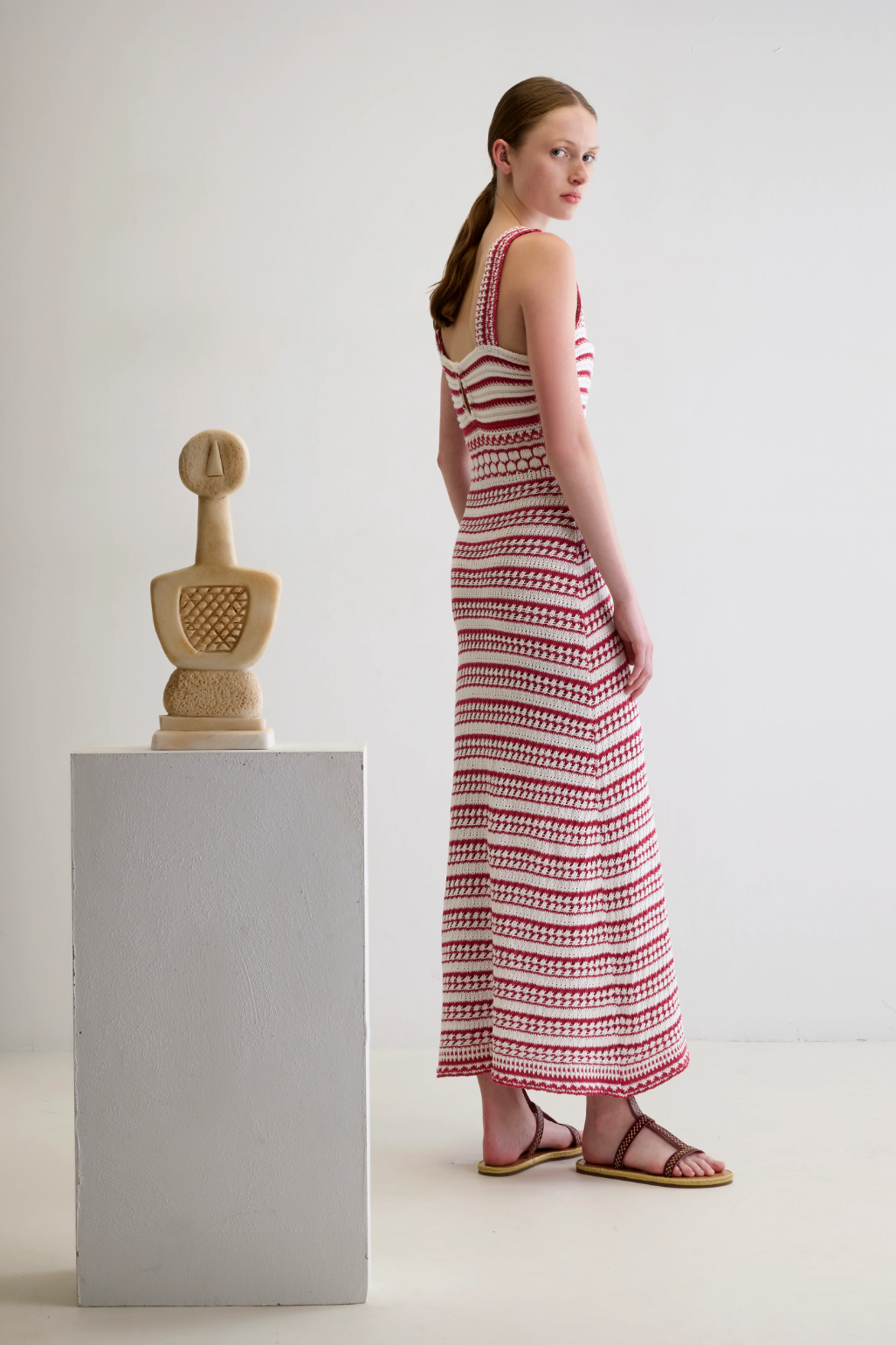 Maris Red Crochet Long Dress