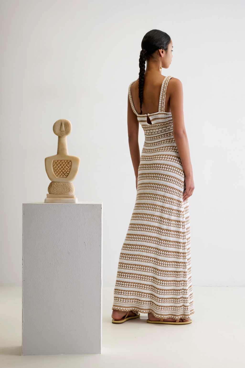 Maris Gold Crochet Long Dress