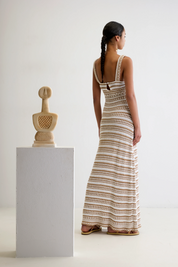 Maris Gold Crochet Long Dress