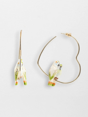 Budgerigars Heart Earrings
