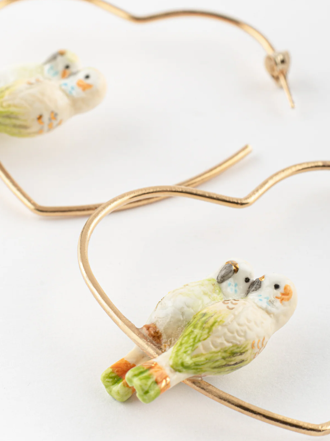 Budgerigars Heart Earrings