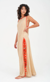 Tassel Slit Nude Dress