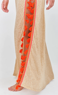 Tassel Slit Nude Dress