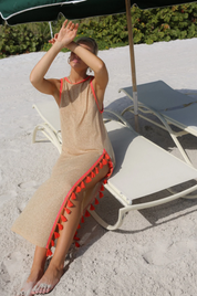 Tassel Slit Nude Dress