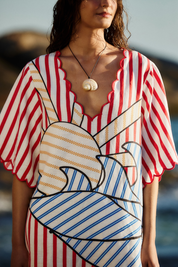 Navy Stripes Off White Mini Dress