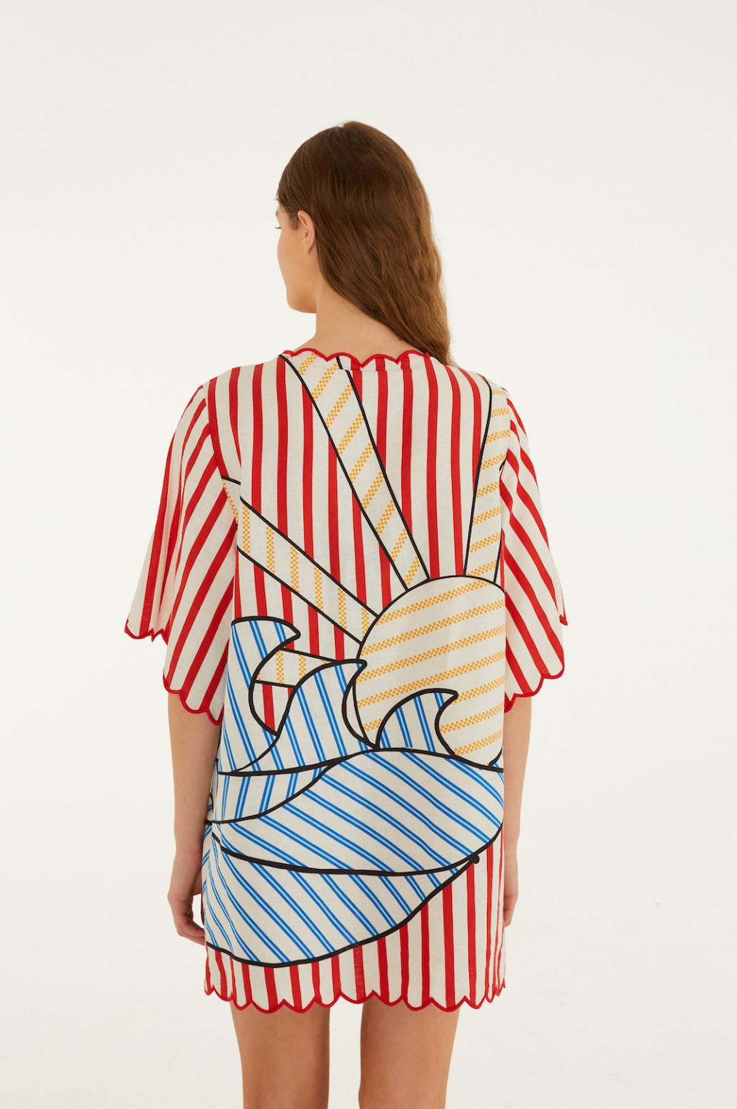 Navy Stripes Off White Mini Dress