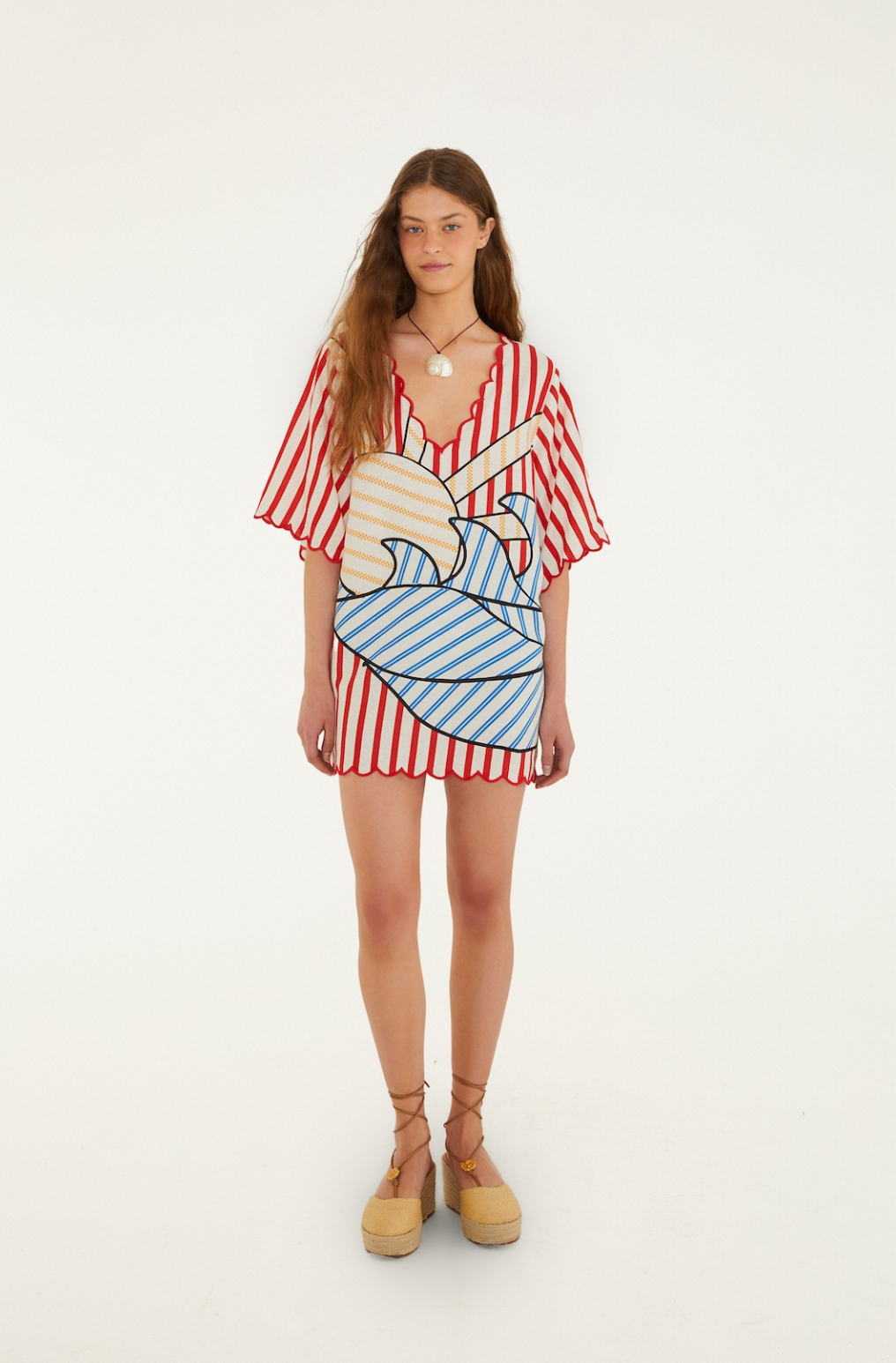Navy Stripes Off White Mini Dress