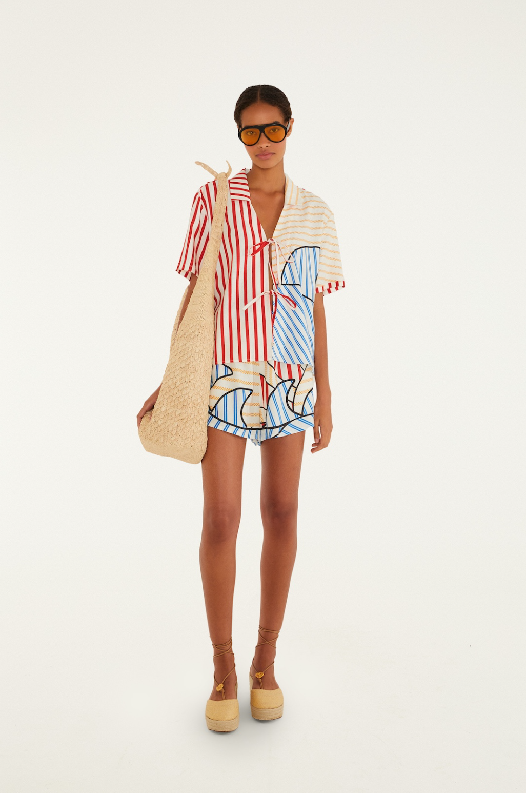 Navy Stripes Off White Blouse