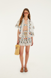 Stitchched Garden Off White Blouse