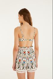 Stitched Garden Off White Shorts