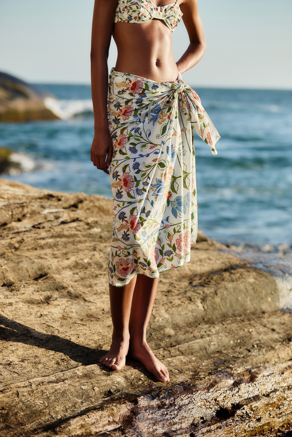 Stitched Garden Off White Sarong