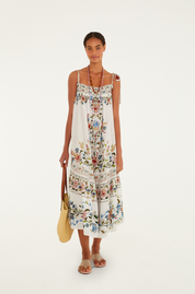Stitched Garden Off White Long Dress