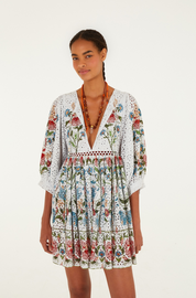 Stitched Garden Off White Mini Dress