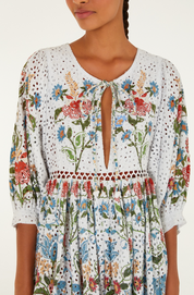 Stitched Garden Off White Mini Dress