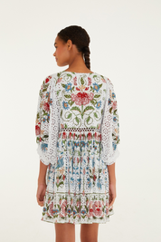 Stitched Garden Off White Mini Dress