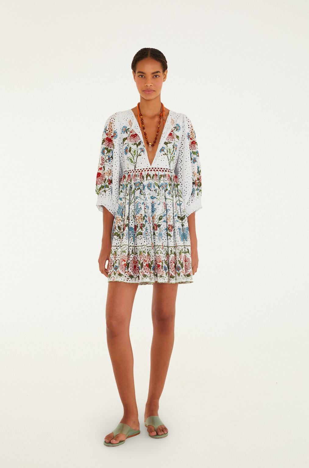 Stitched Garden Off White Mini Dress