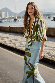 Spring Stripes Green Short Sleeve Crop Top