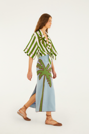 Spring Stripes Green Short Sleeve Crop Top