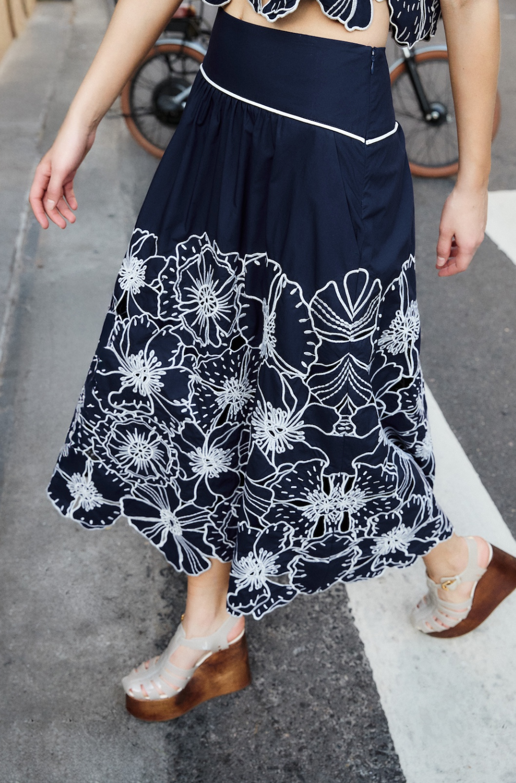 Flowers Richelieu Blue Skirt