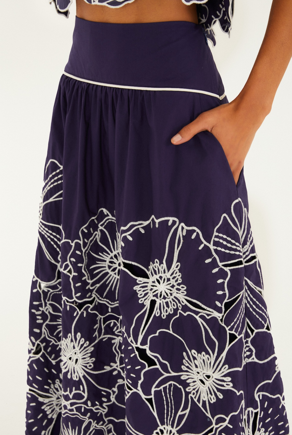 Flowers Richelieu Blue Skirt