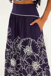Flowers Richelieu Blue Skirt
