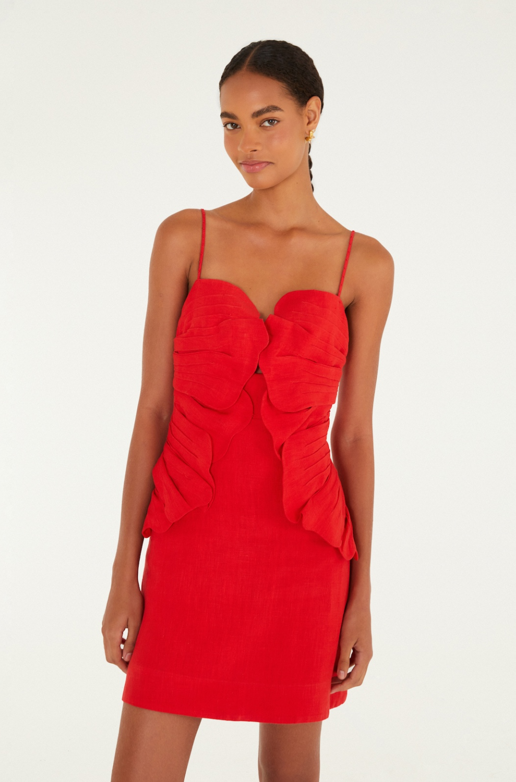 Red Sleeveless Flower Mini Dress