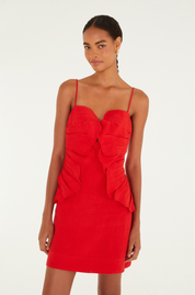 Red Sleeveless Flower Mini Dress