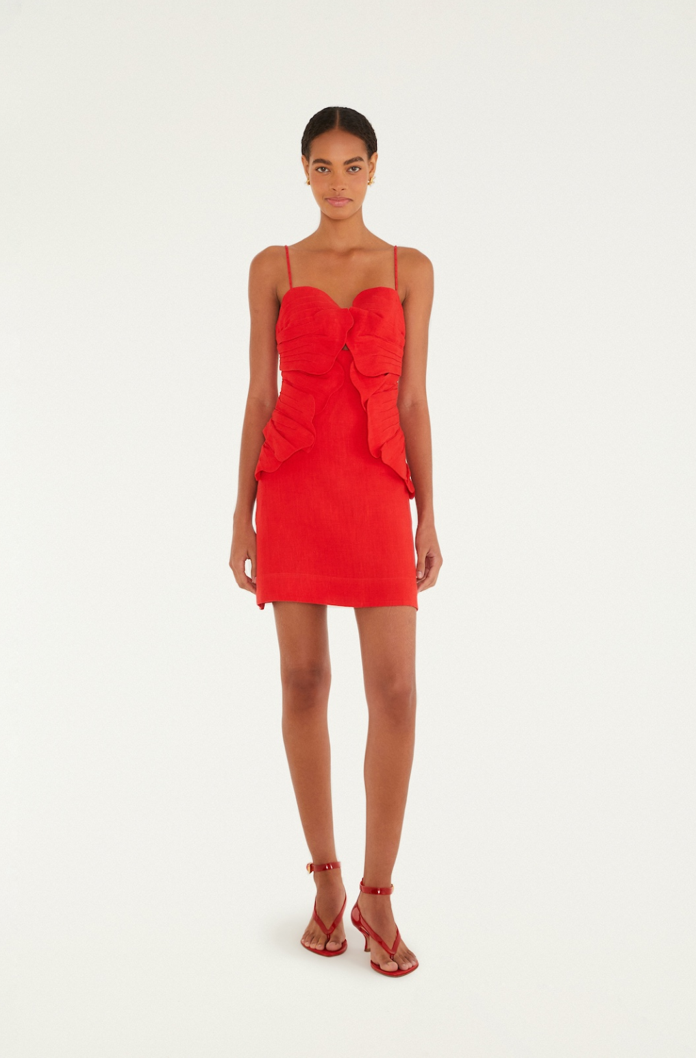 Red Sleeveless Flower Mini Dress