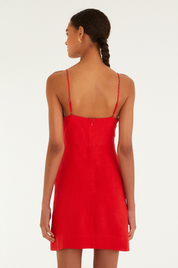 Red Sleeveless Flower Mini Dress