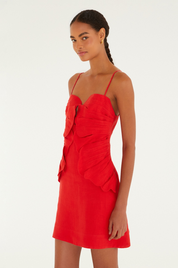 Red Sleeveless Flower Mini Dress