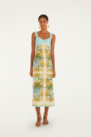 Royal Sea Multicolor Sleeveless Maxi Dress