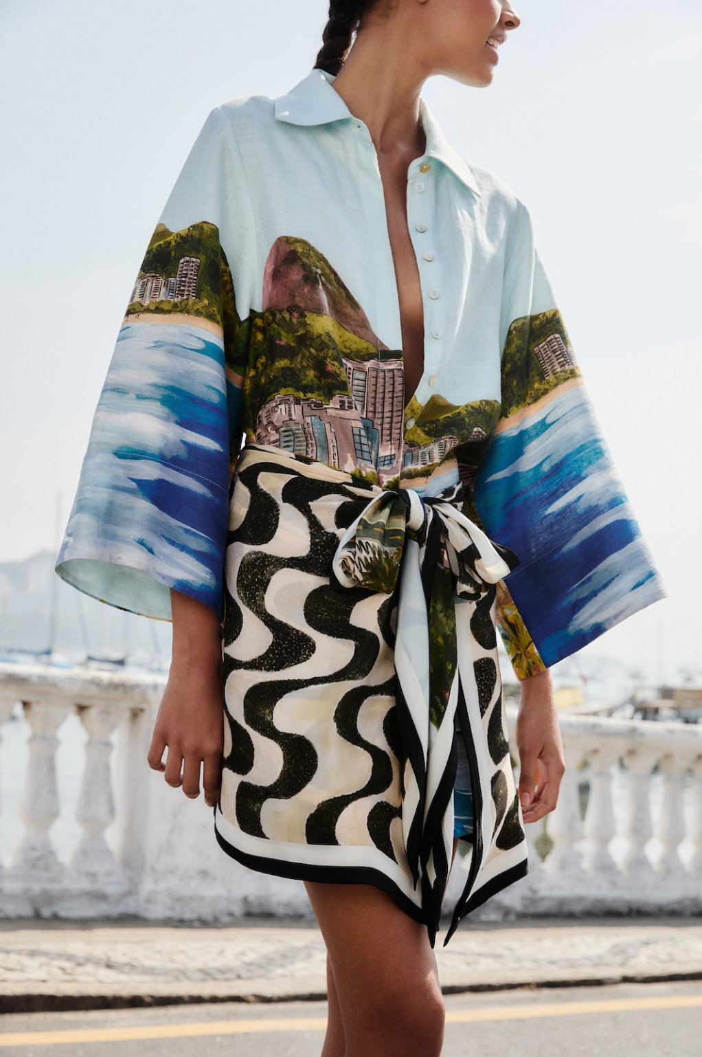 Copacabana Beach Multicolor Long Sleeve Kimono