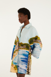 Copacabana Beach Multicolor Long Sleeve Kimono