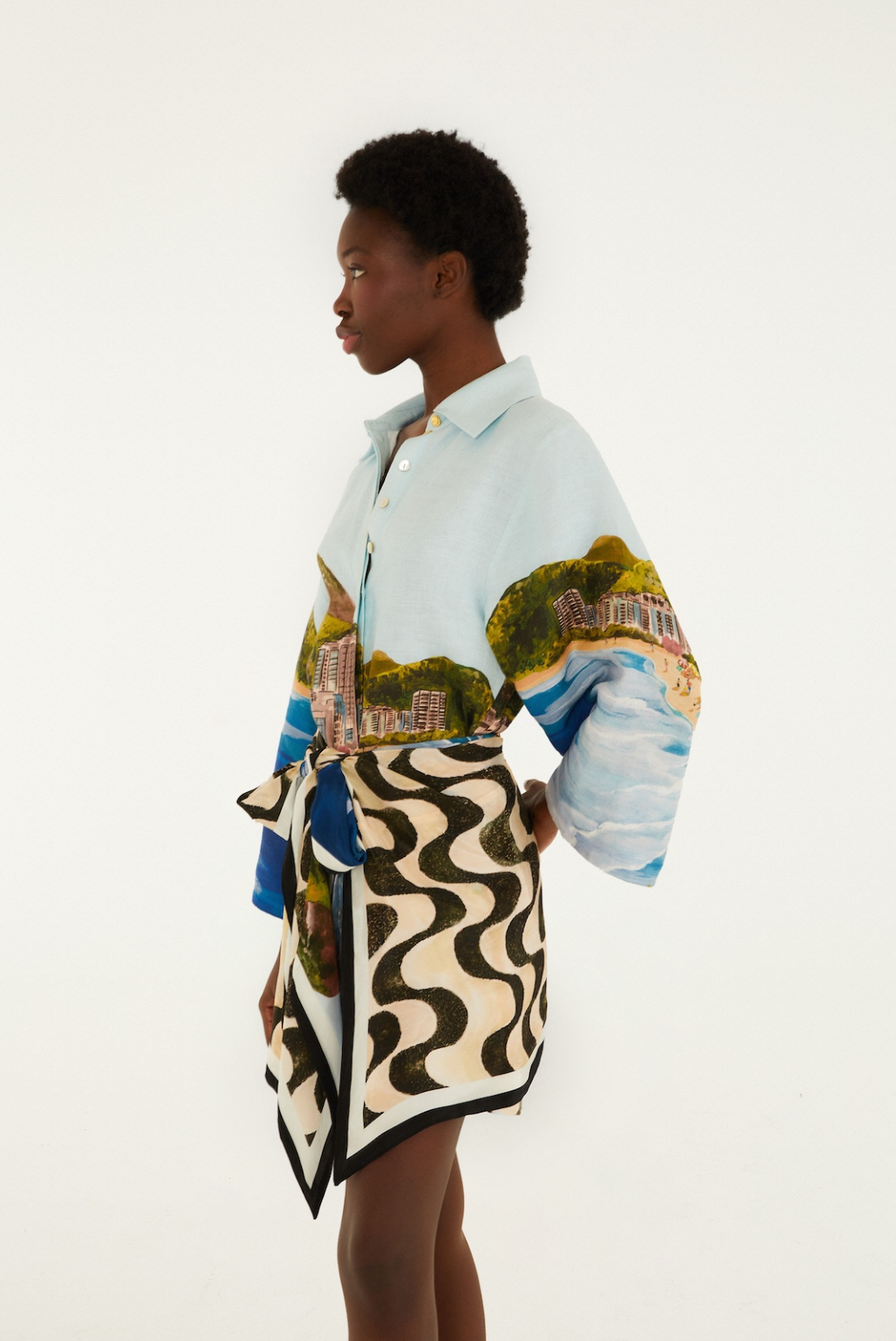 Copacabana Beach Multicolor Long Sleeve Kimono