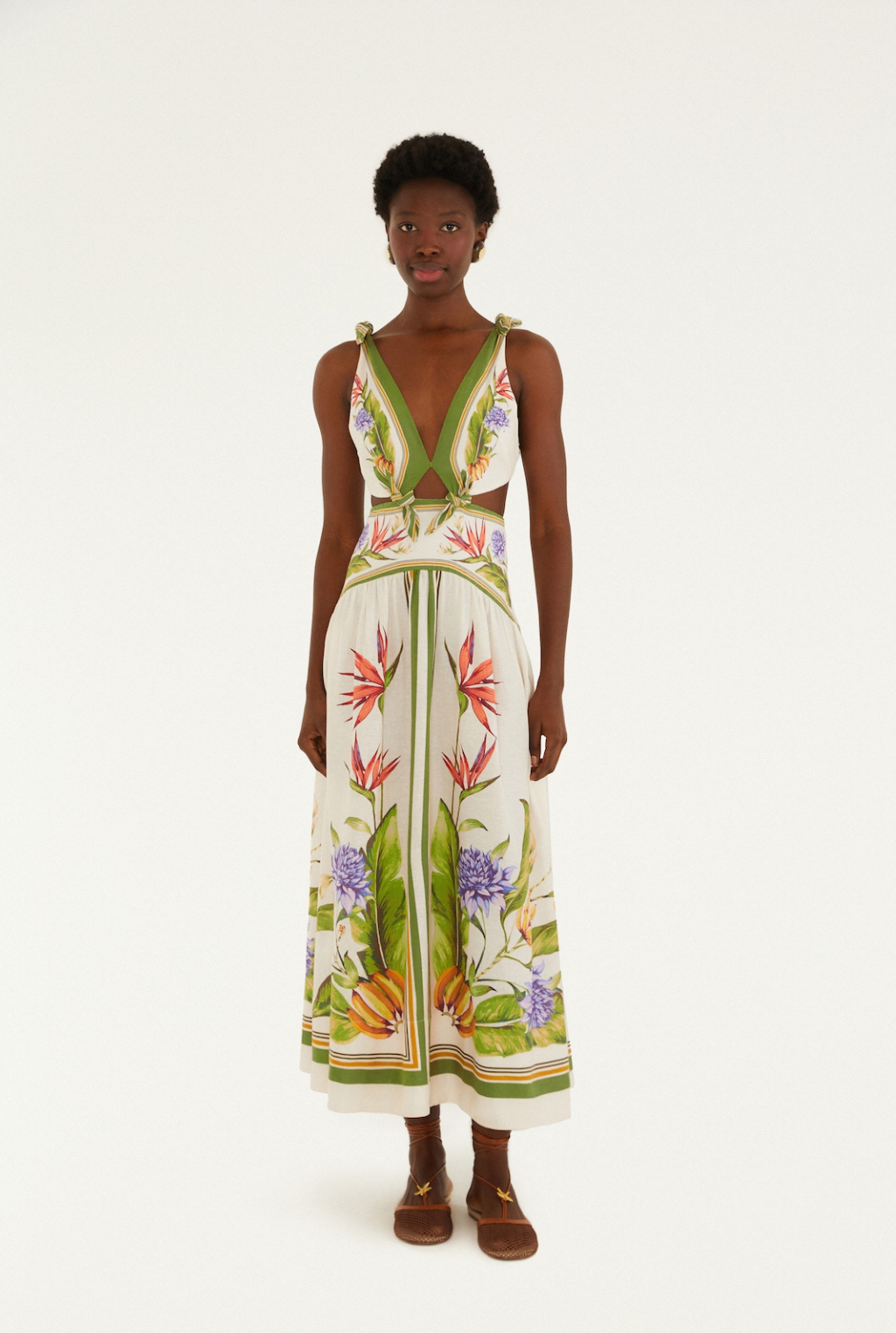 Tropical Scarf Sand Maxi Dress