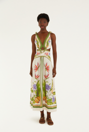 Tropical Scarf Sand Maxi Dress