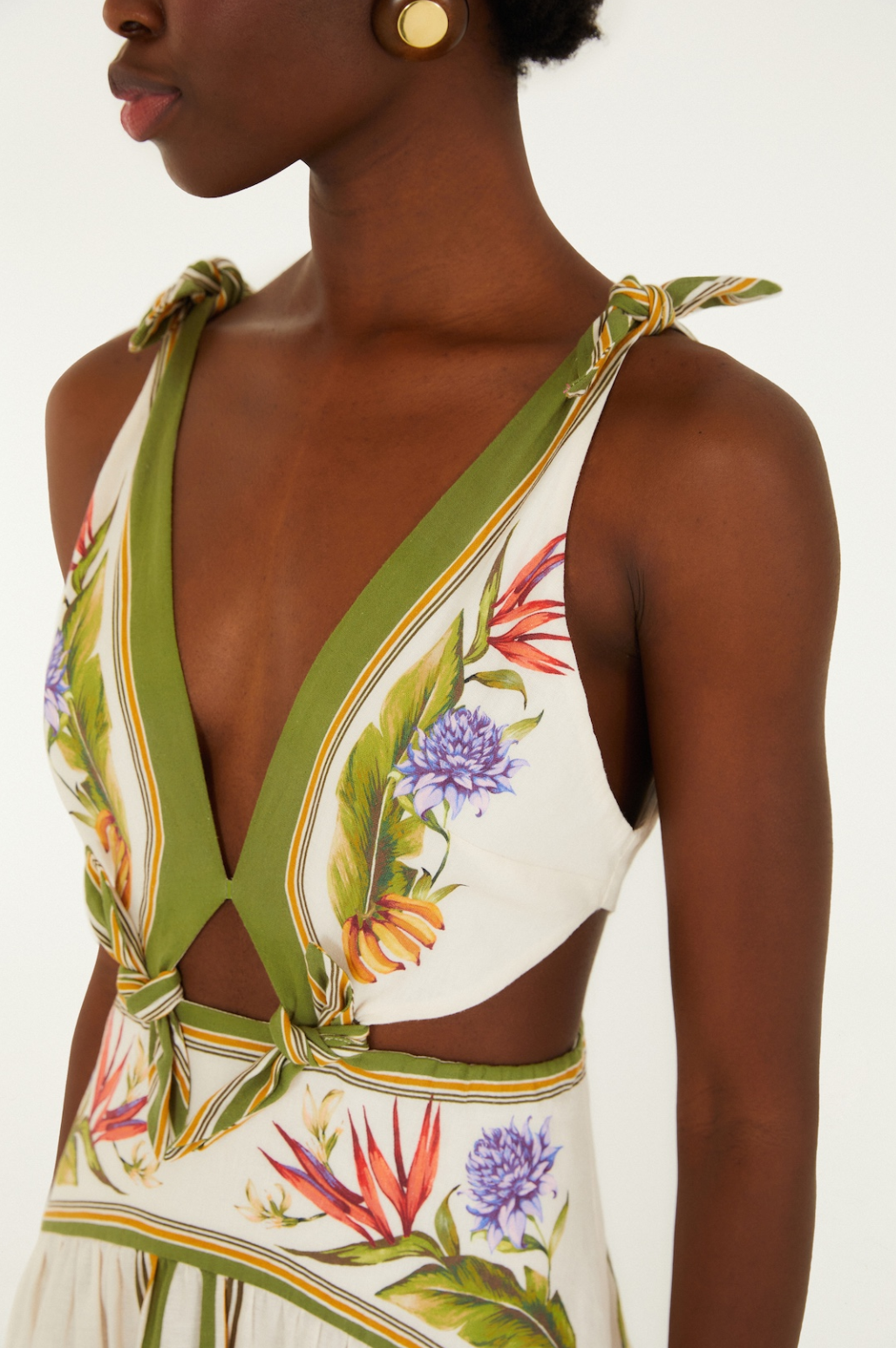 Tropical Scarf Sand Maxi Dress