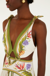 Tropical Scarf Sand Maxi Dress