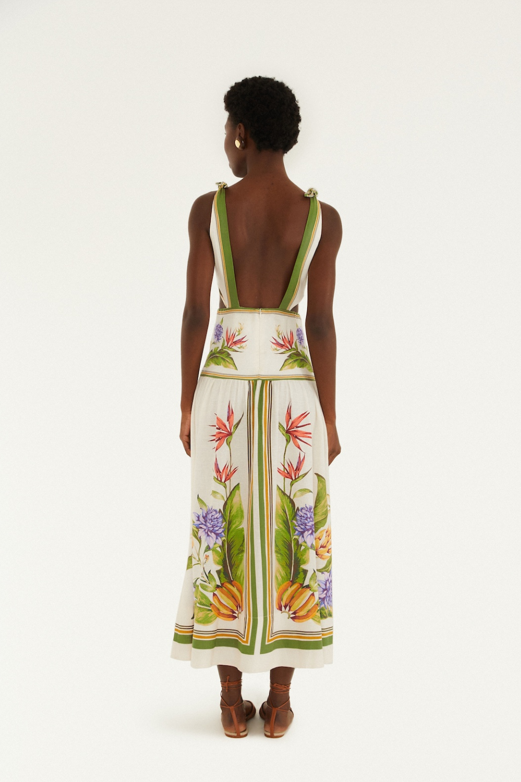 Tropical Scarf Sand Maxi Dress